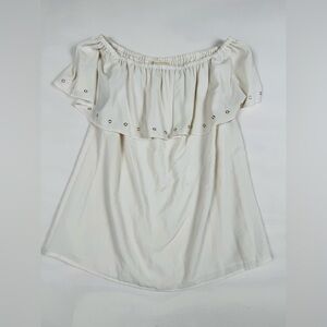 MICHAEL Kors White Grommet Off the Shoulder Overlay Top Women’s Medium